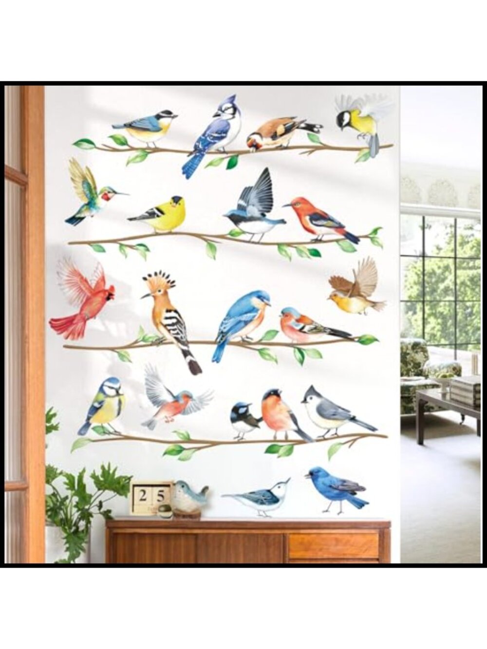 decalmile Birds on Branch Wall Decals Stickers Polyvinyl Chloride 8 Sheets DIY